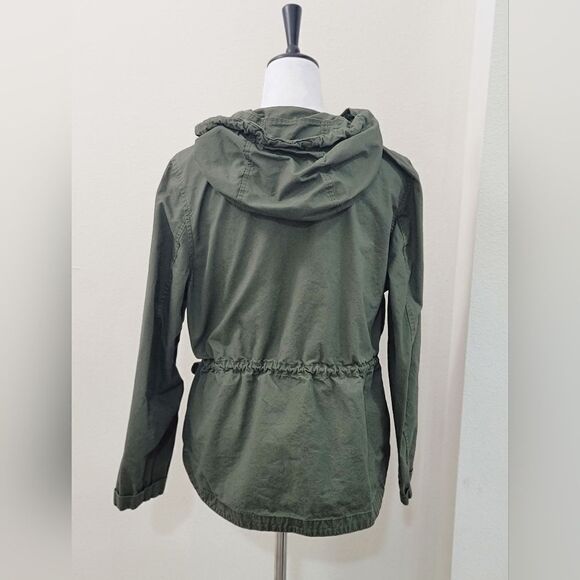 Xhilaration Junior Floral Embroidered Anorak Jacket Olive Utility Outdoor Size L - Picture 4 of 11